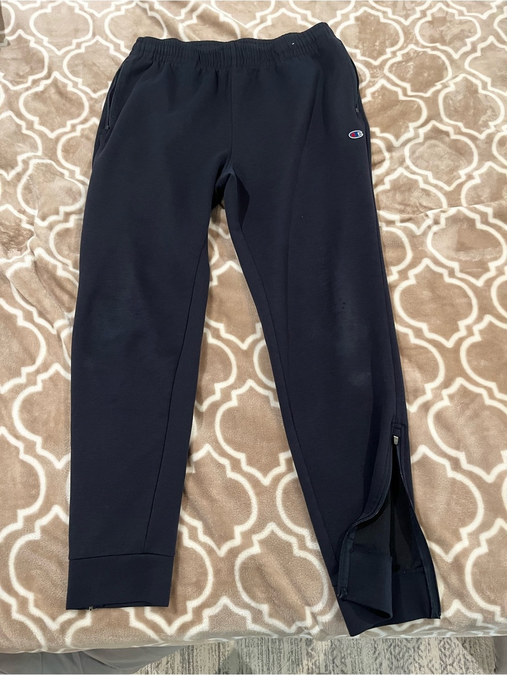Champion Men’s ' Navy Athletic Track Pants with Side Zips